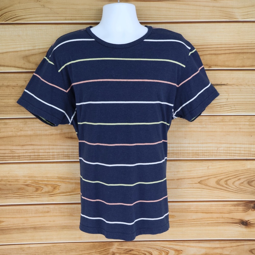 St. John's Bay T-Shirt Mens XXL Dark Blue Striped Cotton Blend Quality Menswear